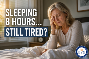 Older adult waking up tired despite full night of sleep